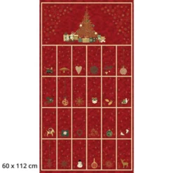 Stof Red Advent Calendar Christmas Is Near Fabric