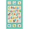 Aqua Alphabits Alphabet Fabric Panel 24in