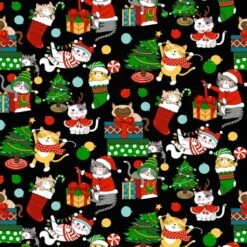 Black Catnip Xmas Fabric | Freckle And Lollie