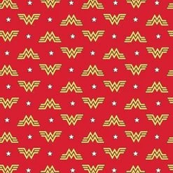 FLANNEL - DC Comics Wonder Woman Logo Flannel Fabric - Red