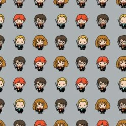 FLANNEL - Harry Potter Characters Bamboo Fabric - Grey