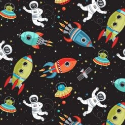Black Outer Space Fabric
