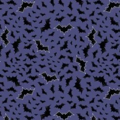 Blue Bats Halloween Fabric Glow In The Dark
