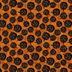Frightful Night Orange Halloween Pumpkin Toss Fabric