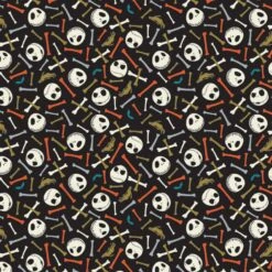 FLANNEL - Nightmare Before Christmas Multi Skull And Bones Fabric