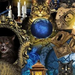 Mystical Spooky Cats Fabric