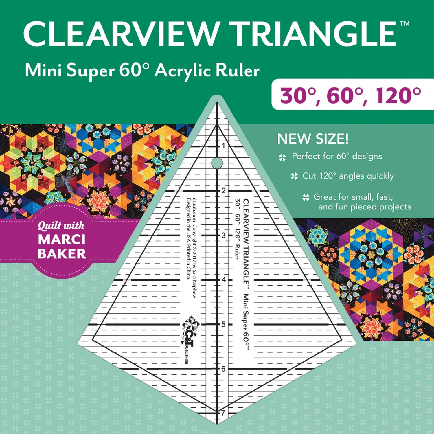 Clearview Triangle Mini Super 60 Degree 7-1/4 Ruler 3 Clearview Triangle Mini Super 60 Degree 7-1/4 Ruler