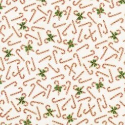 Holiday Charms Candy Canes Ivory With Metallic Fabric