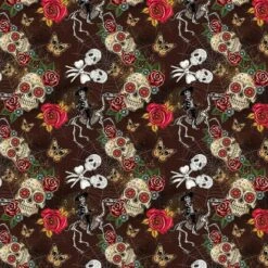 Day Of The Dead Brown Fabric