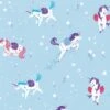 Light Aqua Unicorn Kisses Fabric