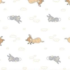 FLANNEL - Disney Bambi And Thumper Flannel Fabric - White
