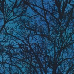 Spooky Raven Moon Trees Fabric