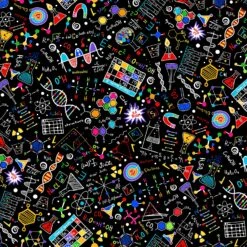 Timeless Treasures Black Science Fabric