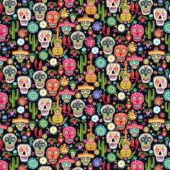 Multi Day Of The Dead Fabric