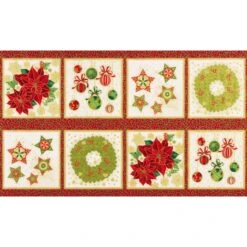 Holiday Flourish With Metallic - Ornament Panel Ivory