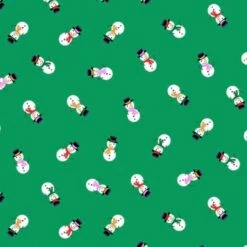 Green Jolly Santa Snowmen Fabric Makower