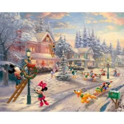 Disney Dreams Mickey And Minnie Mouse Victorian Christmas Panel