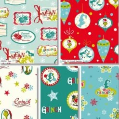 The Grinch Christmas Fat Quarters X 5