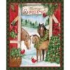 Three Horses Christmas Fabric Panel -THE QUILT SHOP three horses christmas fabric panel