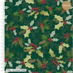 Traditional Holly - Green - Christmas Fabric -THE QUILT SHOP traditional holly green fabric 2